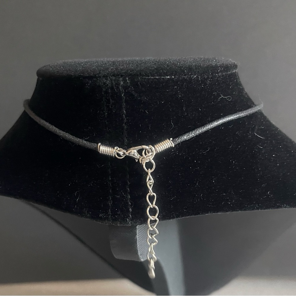 Silver Toned Dragon Blue Crystal Pendant Rope Necklace - Picture 5 of 8